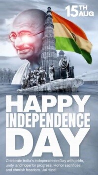 Grey 3d Happy Independence Day India Instagram Reel template