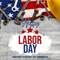 Grey 3d Happy Labor Day Persegi (1:1) template