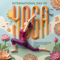 Grey 3D International Day of Yoga Square Video Quadrato (1:1) template