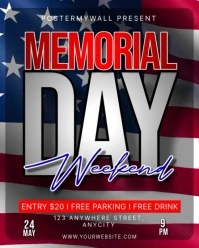 Grey 3d Memorial Day Party Instagram Portrait template