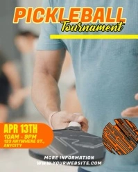 Grey 3d Pickleball Tournament Instagram Portrait template