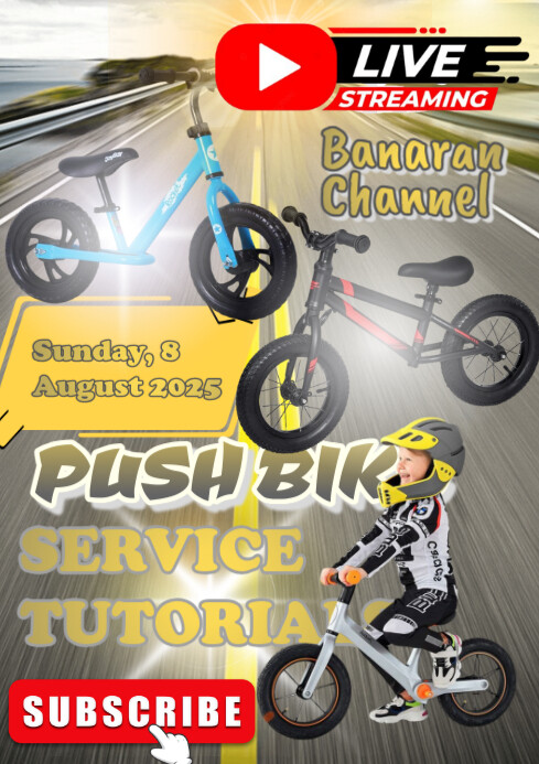 Grey 3d Push Bike Service Tutorials A4 template