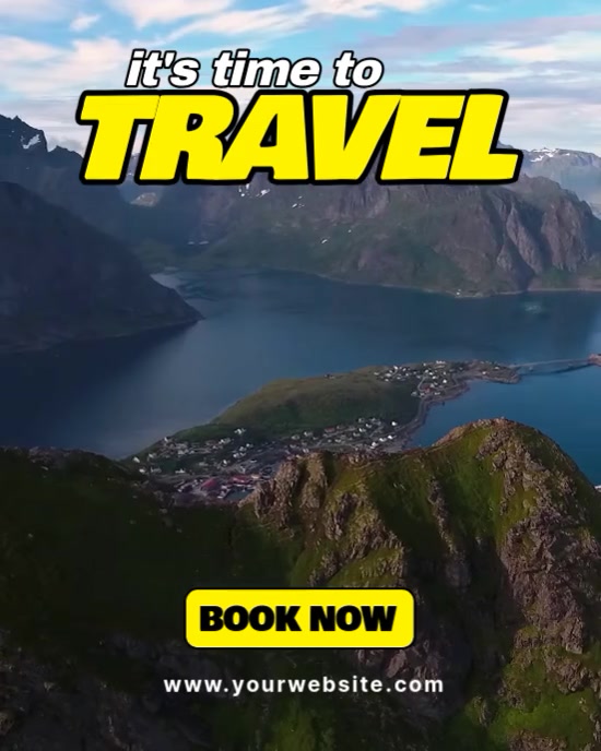 Grey 3d Time To Travel Instagram Portrait template