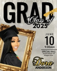 Grey 3d Unique Graduation Party Invite Card 2025 Instagram Portrait template