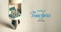 Grey 3d World Teacher's Day Facebook Shared Image template