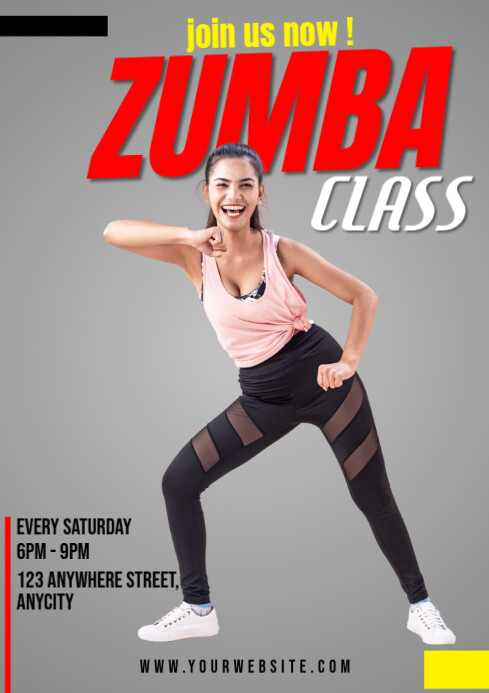 Grey 3d Zumba Classes A2 Template | PosterMyWall