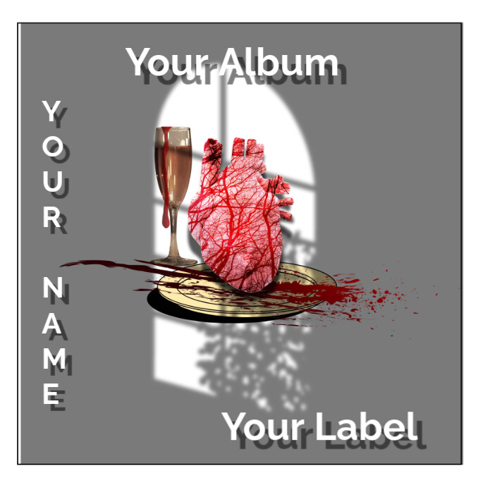 Grey Abstract Album Cover Design With The Picture Of The Human Heart As A Dish Album Cover template