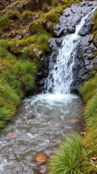 Grey Abstract Running Water  Digital Display (9:16) template