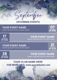 Grey Abstract September Upcoming Events Calendar  A6 template