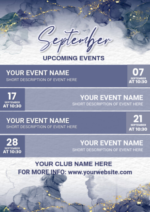 Grey Abstract September Upcoming Events Calendar  A6 template