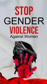 Grey Abstract Stop Gender Based Violence Bann Digital Display (9:16) template