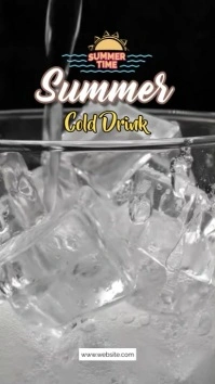 Grey Abstract Summer Cold Drink Videos  Digit Ecrã digital (9:16) template
