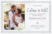 Grey African American Wedding Invitation Post Poster template