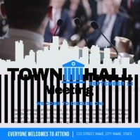 Grey and Blue Townhall Meeting Square Video template