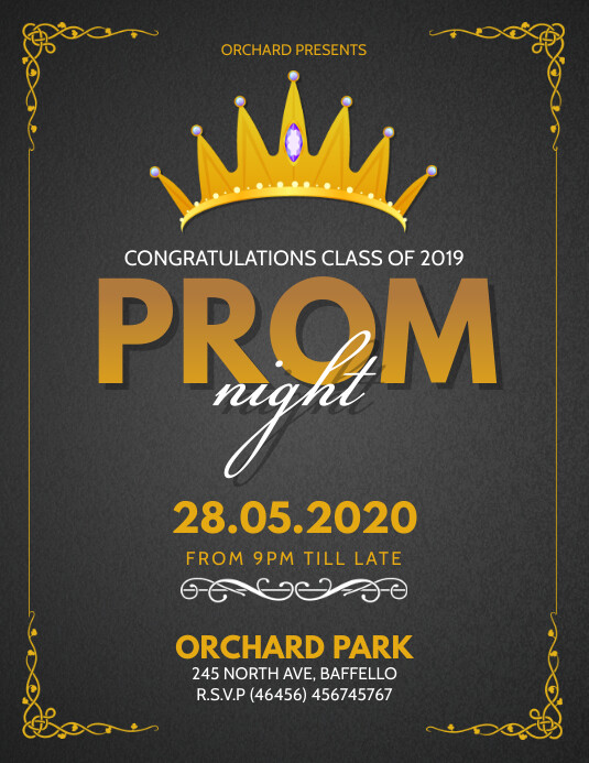 Grey and Gold Prom Night Flyer Template PosterMyWall