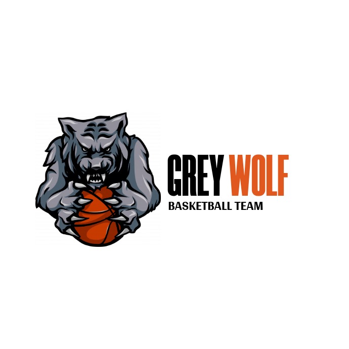 grey and orange basketball icon logo template