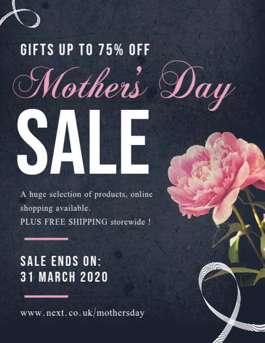 Grey and Pink Mother's Day Sale Flyer Template PosterMyWall