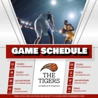 Grey and Red Sports Schedule Square Video Carré (1:1) template