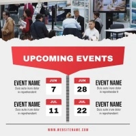 Grey and Red Upcoming Events Schedule Square Video Quadrado (1:1) template