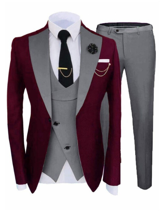 Grey and wine color customizable suit for wedding Flyer (US Letter) template