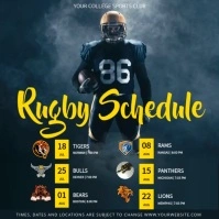 Grey and Yellow Rugby Schedule Square Video template