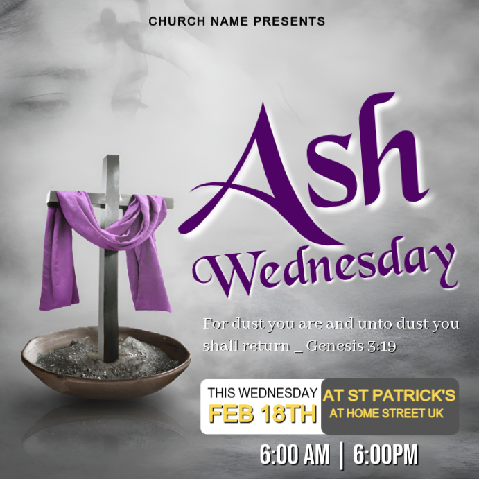 Ash Wednesday Church Event Template | PosterMyWall
