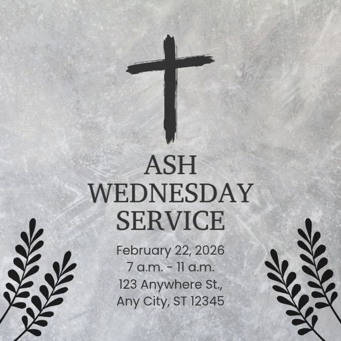 Grey Ash Wednesday Service Instagram Post Template | PosterMyWall