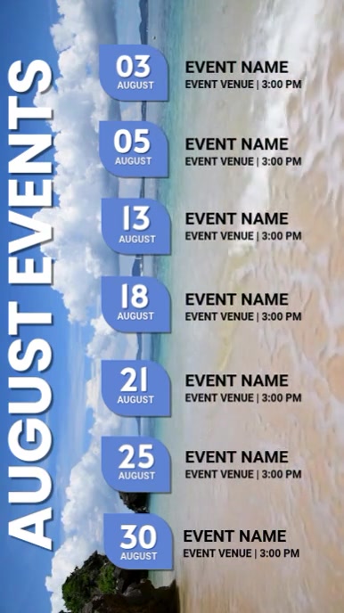 Grey August Upcoming Events Calendar Instagram Reel Template | PosterMyWall