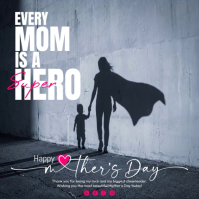 Grey Black Modern & Minimal Mother's Day Square Kwadrat (1:1) template