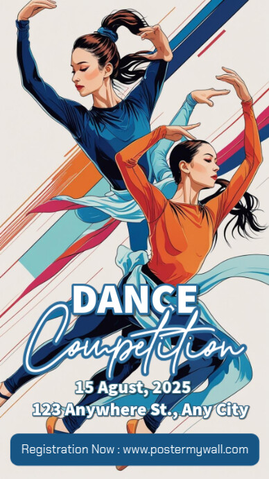 Grey blue ilustratif dance competition instagram story Template ...