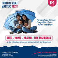 Professional Auto Home Health & Life Insurance Square Video template