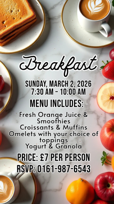 Grey Breakfast Event Digital Display Template | PosterMyWall