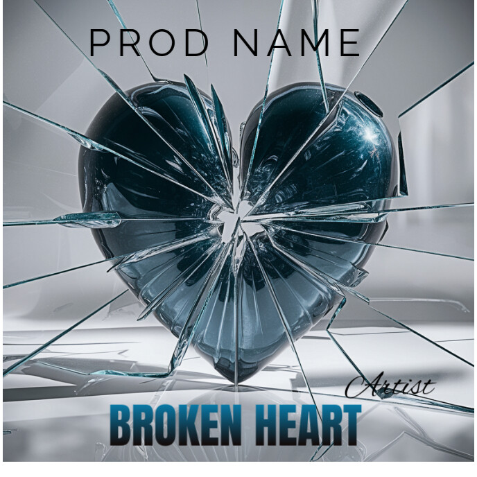 Grey Broken Heart  Album Cover Capa de álbum template