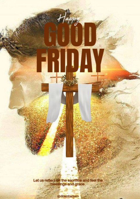Grey Brown Illustrative Good Friday Poster Template | PosterMyWall