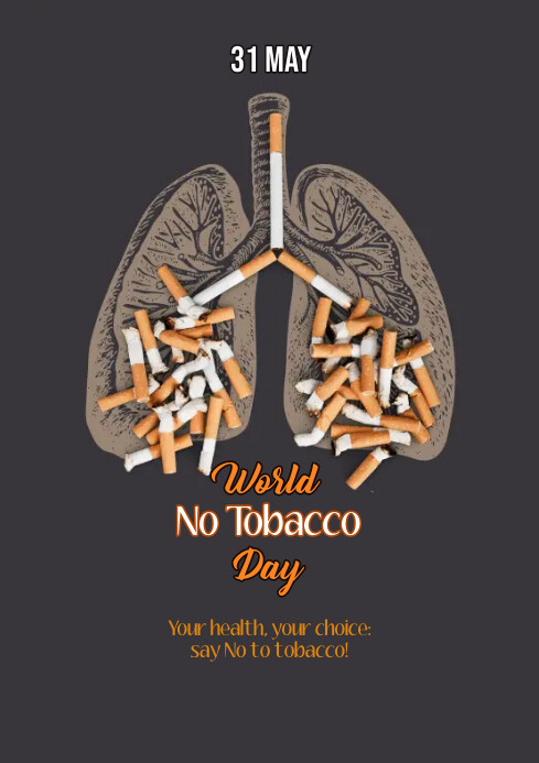 say no tobacco poster Dark Grey And Orange Simple Day Say No To Smoking Images