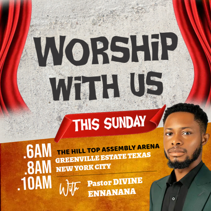 Grey Church Service Invitation Square Template | PosterMyWall