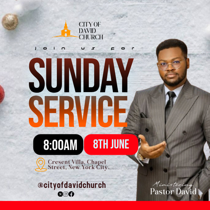 Copy of Grey Church Service Square | PosterMyWall