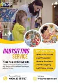 Grey Collage Baby Sitting Template A4