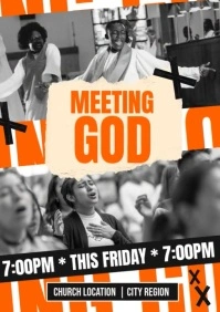 Grey Collage Church Meeting Good Friday Service A3 template