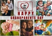 Grey Collage Grandparents Day  Postcard Открытка template