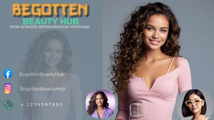Grey Collage Hair Beauty  Digital Display (16:9) template