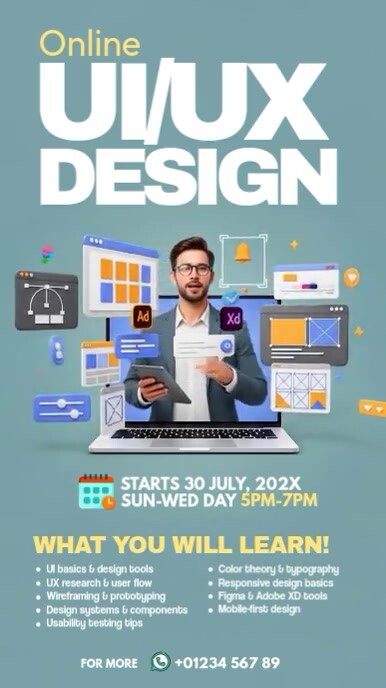 Grey Collage Online Ui/ux Design Course Ad  Instagram Reel template