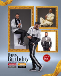 Grey Collage Photo frame Collage Birthday Greeting Post Instagram Portrait template