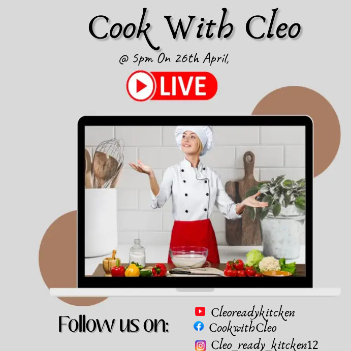Grey Cook With Me Live Frame InstagraPost (1) Instagram 帖子 template