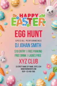 Grey Easter Egg Hunt Party Poster Affiche template