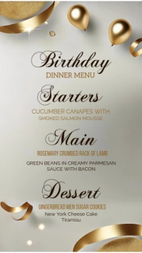 Grey Elegant Birthday Menu Instagram Story template