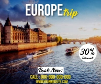 Grey Europe Trip Large Rectangle Retângulo grande template