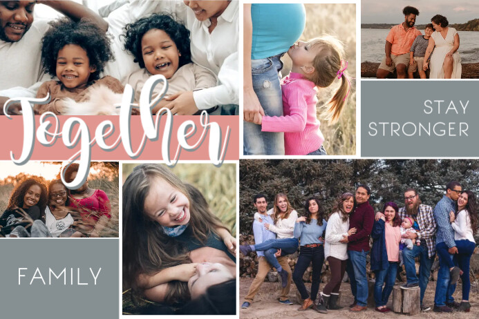 Grey Family Photo Collage Plakat template