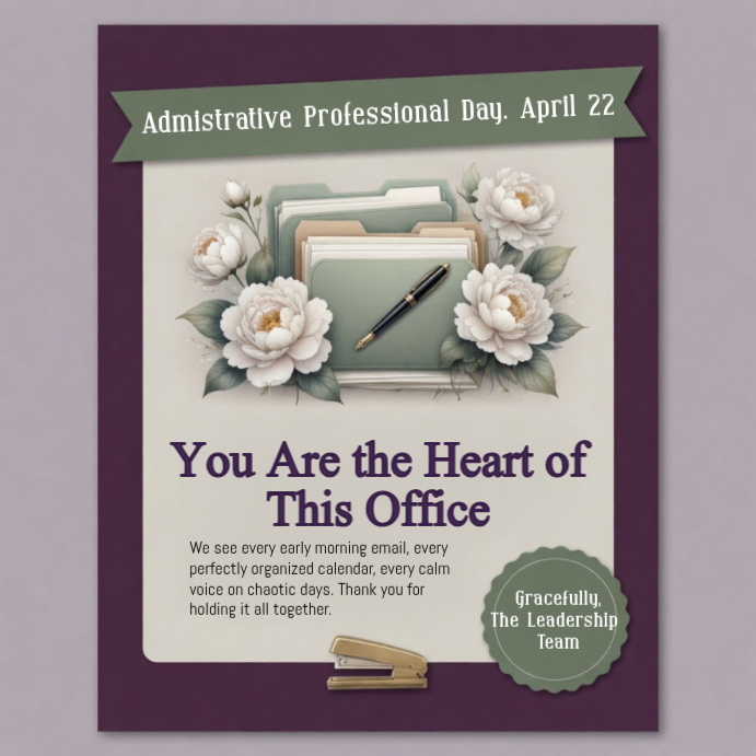 Copy of Grey Floral Administrative Professionals Day Instagram Post ...