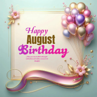Grey Floral Birthday Celebration Logo template